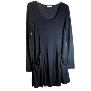 Z Supply Jersey Knit Black Swing Long Sleeve Tunic w/Two Front Pockets, Size S